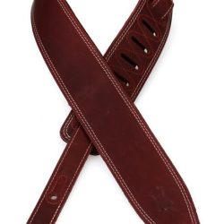 Levy's Burgandy Double Stitch 2.5" Wide Garment Leather Guitar Strap