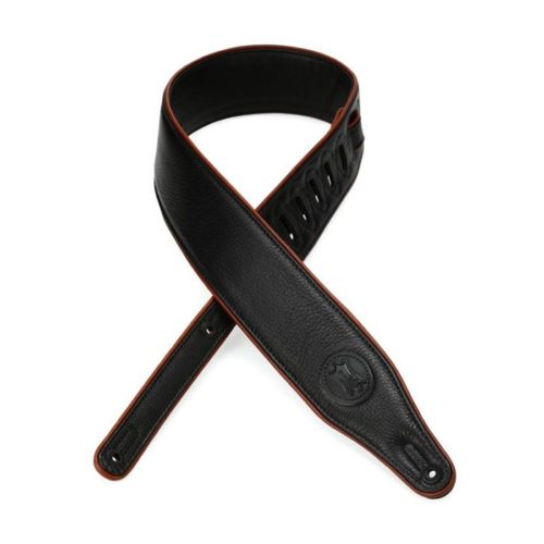 Levy's MSSB17-BLK 2 1/2" Wide Black Garment Leather Guitar Strap