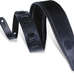 Levy's MSSB1-BLK 3" Wide Black Veg-tan Leather Guitar Strap