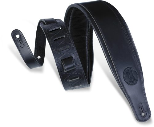 Levy's MSSB1-BLK 3" Wide Black Veg-tan Leather Guitar Strap