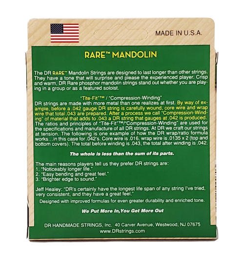 DR Strings MD-10 Rare Series 10-36 Light Phosphor Bronze Mandolin Strings - Image 3