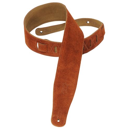 Levy's 2.5 Hand-Brushed Suede Copper Brown Guitar Strap - Image 4