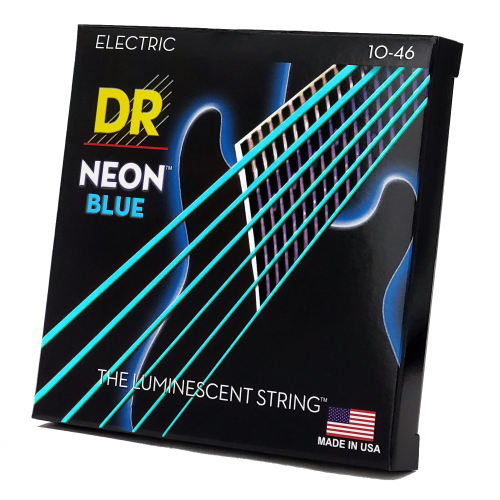 DR Strings Hi-Def Neon Blue K3 Coated Electric Guitar Strings Medium 10-46