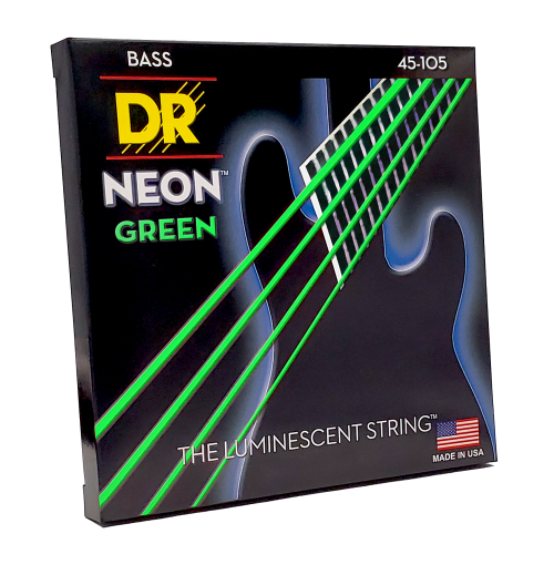 DR Strings NGB-45 Hi-Def Neon Green K3 Coated Bass Guitar Strings - .045-.105 Medium
