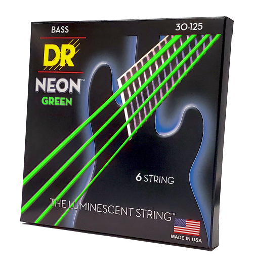 DR Strings Neon Green 30-125 Medium Nickel Plated Steel 6-String Green Coated Bass Strings - Image 2