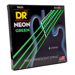 DR Strings Neon Green 30-125 Medium Nickel Plated Steel 6-String Green Coated Bass Strings