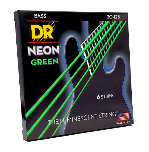 DR Strings Neon Green 30-125 Medium Nickel Plated Steel 6-String Green Coated Bass Strings