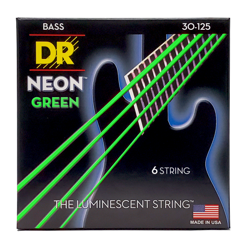 DR Strings Neon Green 30-125 Medium Nickel Plated Steel 6-String Green Coated Bass Strings - Image 3