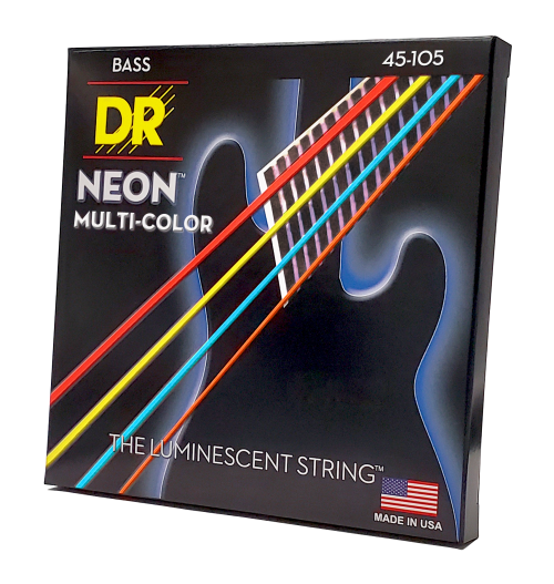 DR Strings NMCB-45 Hi-Def Neon Multi-Color K3 Coated Bass Guitar Strings - .045-.105 Medium - Image 2