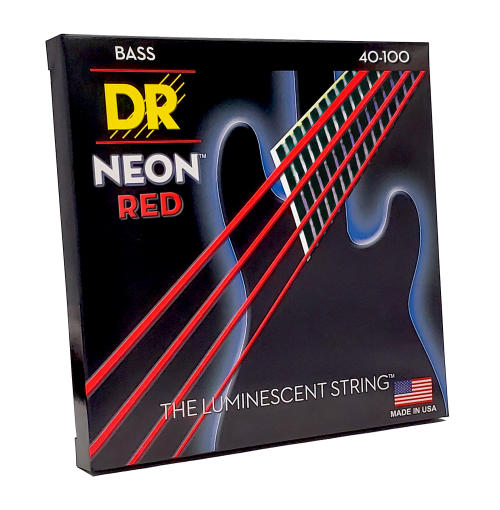DR Strings Hi-Def Neon Red K3 Coated Electric Bass Strings Lite 40-100