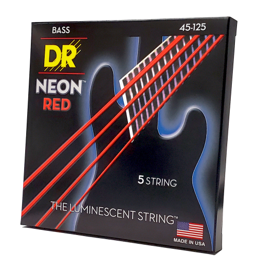 DR Strings Neon Red K3 Coated Nickel Plated Bass Guitar Strings 5 String 45-125 Med - Image 2