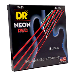 DR Strings Neon Red K3 Coated Nickel Plated Bass Guitar Strings 5 String 45-125 Med