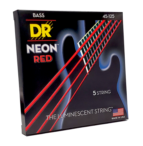 DR Strings Neon Red K3 Coated Nickel Plated Bass Guitar Strings 5 String 45-125 Med