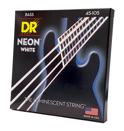 DR Strings HI-DEF NEON White Bass Guitar Strings 4 String - 45-105 - Image 2