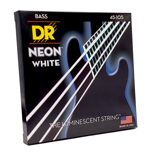 DR Strings HI-DEF NEON White Bass Guitar Strings 4 String - 45-105