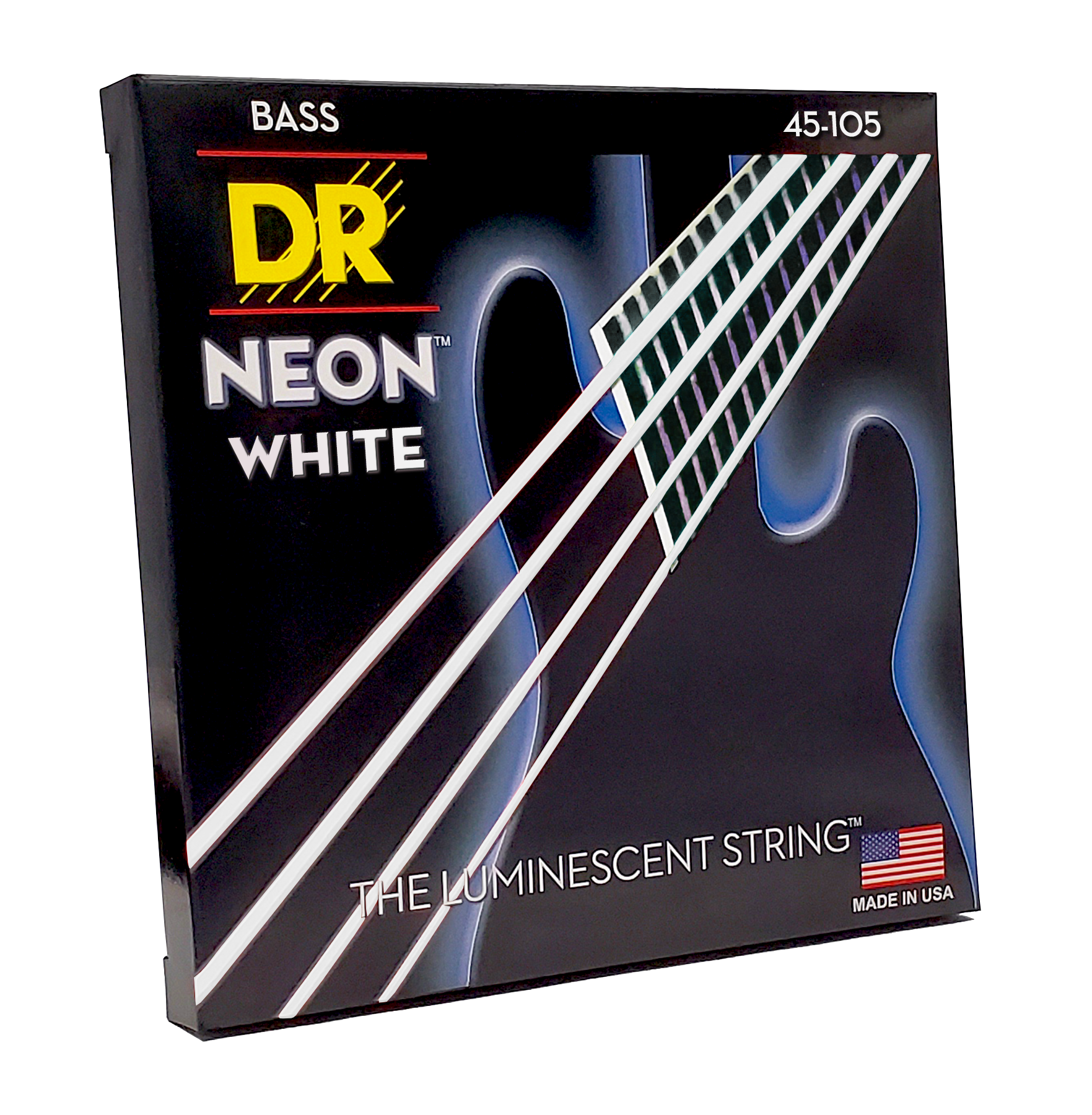 DR Strings HI DEF NEON White Bass Guitar Strings 4 String 45 105