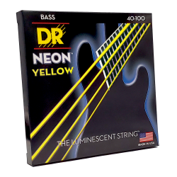 DR Strings NEON Yellow Coated Electric Bass Strings Long Scale Set - 4-String 40-100