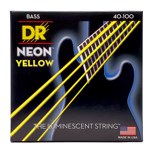DR Strings NEON Yellow Coated Electric Bass Strings Long Scale Set - 4-String 40-100 - Image 3