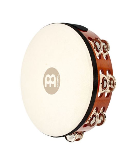 Meinl Percussion Traditional 10-Inch Wood Tambourine with Goat Skin Head and Steel Jingles, 2 Row