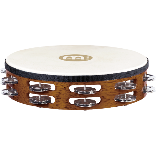 Meinl Percussion Traditional 10-Inch Wood Tambourine with Goat Skin Head and Steel Jingles, 2 Row - Image 2