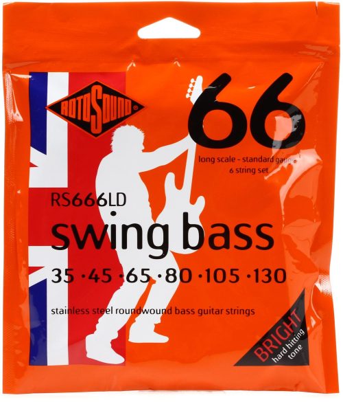 Rotosound RS666LD Swing Bass 66 Stainless Steel Roundwound Long Scale 6-String Bass Strings