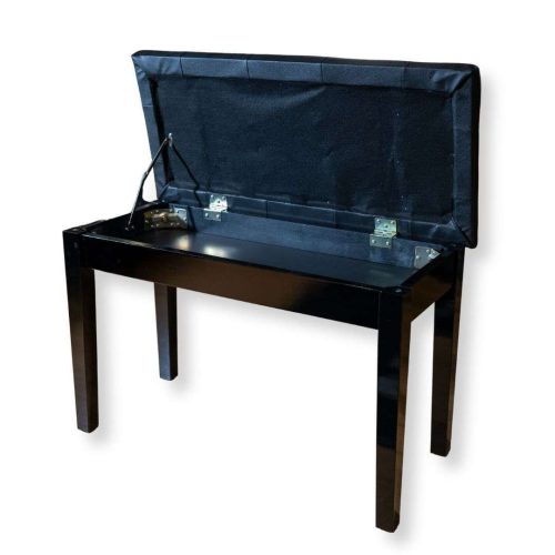 Sandner SPB12BK Piano Bench - Polished Black, Straight Legs - Image 2