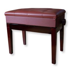 Sandner SPB32M Pro Piano Bench - Polished Mahogany, Straight Legs, Adjustable Height