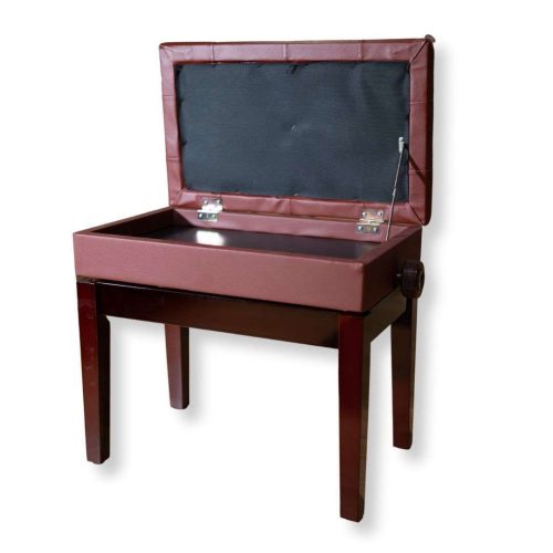 Sandner SPB32M Pro Piano Bench - Polished Mahogany, Straight Legs, Adjustable Height - Image 2