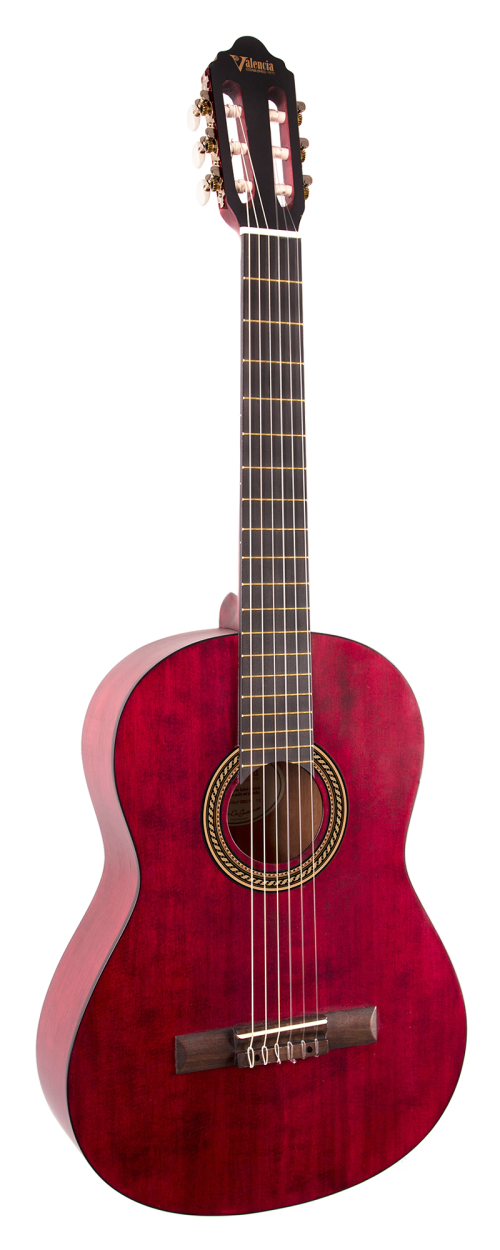 Valencia Classical 4/4 Guitar - Transparent Red - Image 2