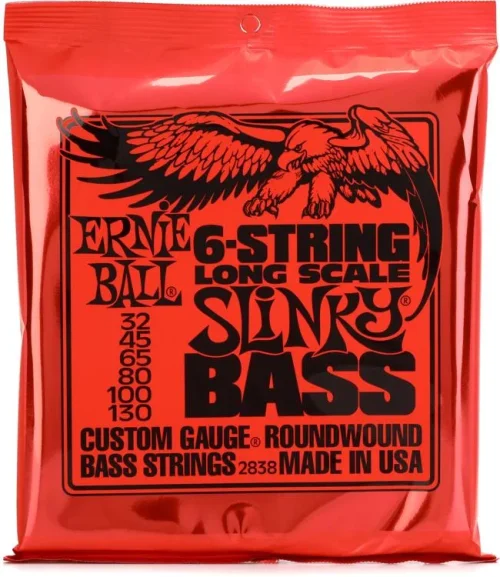 Ernie Ball Slinky Nickel Wound Electric Bass Guitar Strings - .032-.130 Long Scale 6-string