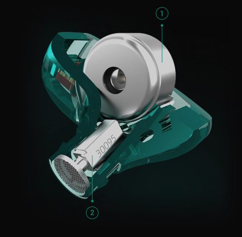 KZ ZST-X Drivers Hybrid HIFI Bass Earbuds - Cyan - Image 2