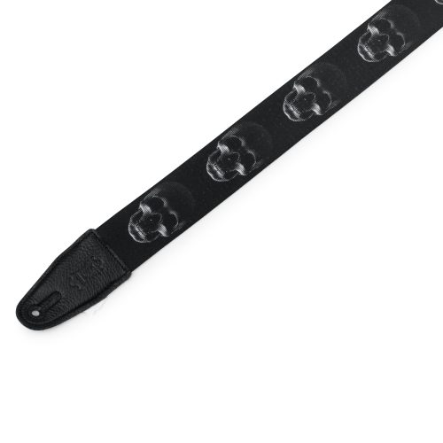 Levy's 2-Inch Wide Polyester Guitar Strap with Black & White Scanned Skull Motif