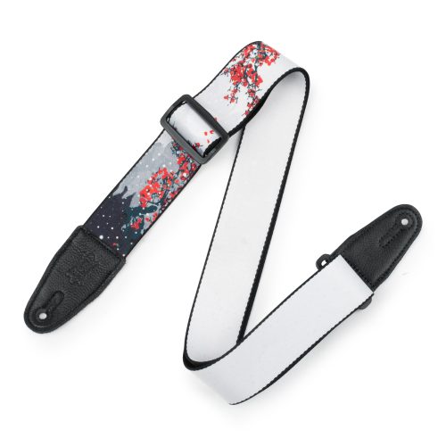 Levy's 2-Inch Wide Polyester Guitar Strap with Cherry Blossoms & Snow Motif