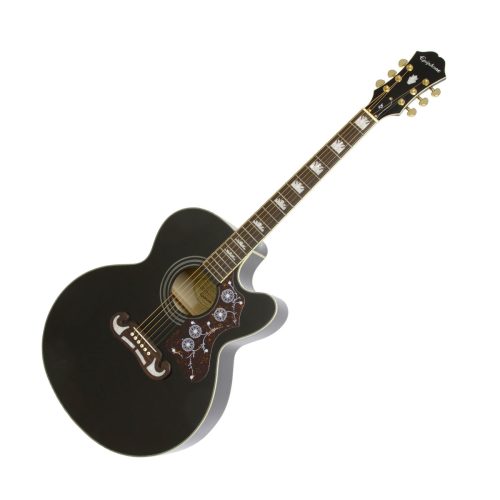 Epiphone J-200EC Studio Acoustic-Electric Guitar - Black - Image 2
