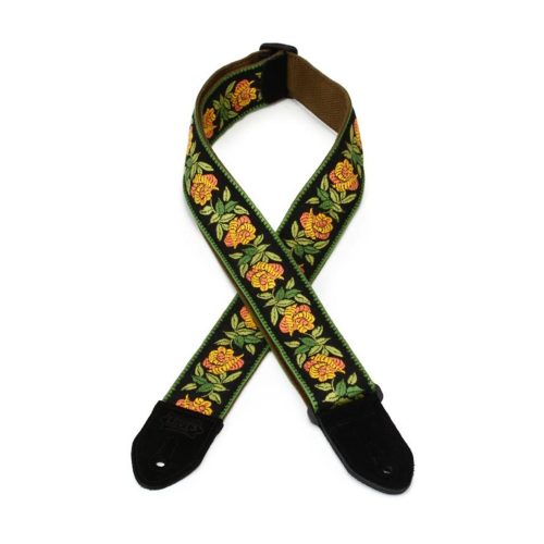 Levy's MC8JQ Woven Fabric Guitar Strap Yellow Floral Pattern