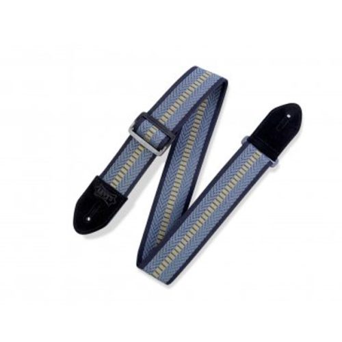 Levy's MC8VIN Cotton Guitar Strap Suede Ends Black, Green Stripes