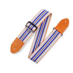 Levy's MC8VIN Cotton Guitar Strap - Sude Ends Blue and White Stripes
