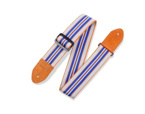 Levy's MC8VIN Cotton Guitar Strap - Sude Ends Blue and White Stripes
