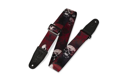 Levy's MPS2 Polyester Guitar Strap Sonic Art Red Skulls