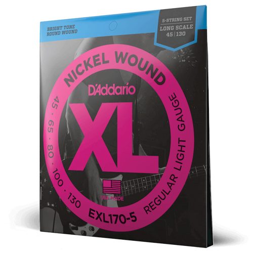 D'Addario EXL170-5 Nickel Wound Bass Guitar Strings - .045-.130 Regular Light, Long Scale, 5-string