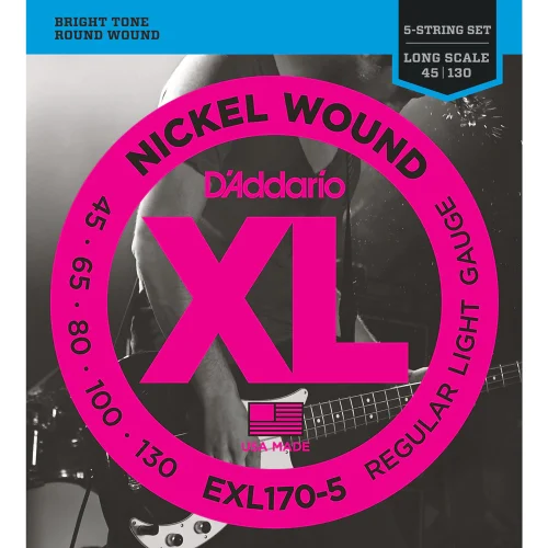 D'Addario EXL170-5 Nickel Wound Bass Guitar Strings - .045-.130 Regular Light, Long Scale, 5-string - Image 2