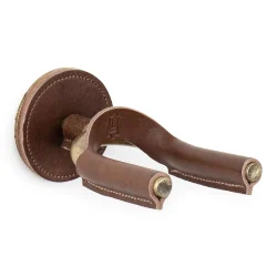Levy's FGHNGR Brass Forged Guitar Hanger - Brown Leather