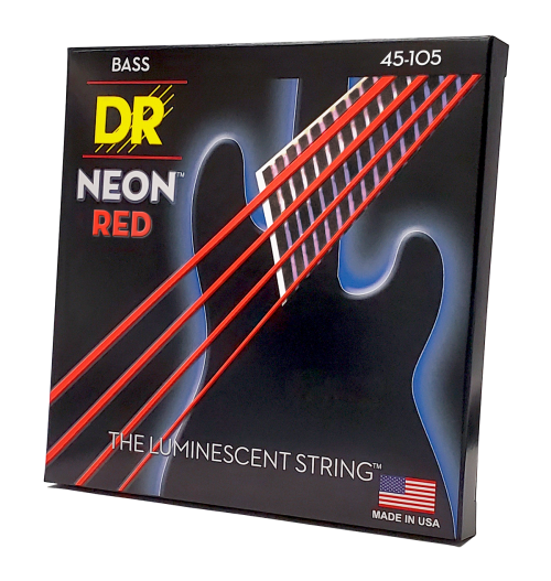 DR 5er Bass Hi-Def Neon Red Neon 4 Strings - 40-105 - Image 3