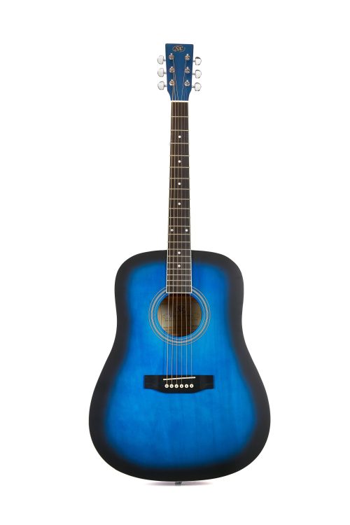 SX SD104 Dreadnought Acoustic Guitar – Blue - Image 2