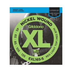D'Addario 5 String Bass Strings XL Nickel 45-135 - EXL165-5
