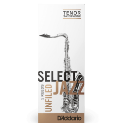 D’Addario Select Jazz Unfiled Tenor Saxophone Reeds Box of 5- 3 Medium
