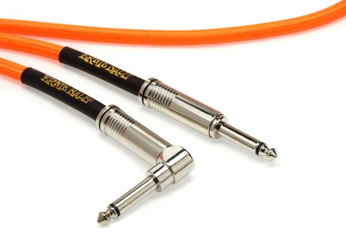 Ernie Ball Braided Straight to Right Angle Instrument Cable - 10 foot Neon Orange - Image 2