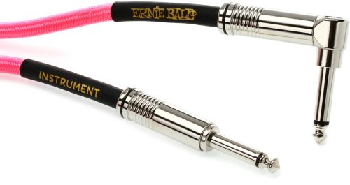 Ernie Ball Braided Straight to Right Angle Instrument Cable- 18 foot Neon Pink - Image 2