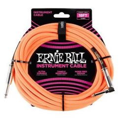 Ernie Ball Braided Straight to Right Angle Instrument Cable- 18 foot Neon Orange