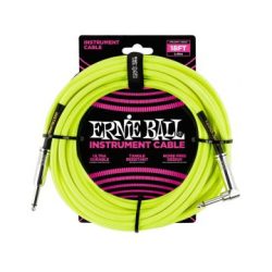 Ernie Ball Braided Straight to Right Angle Instrument Cable- 18 foot Neon Yellow
